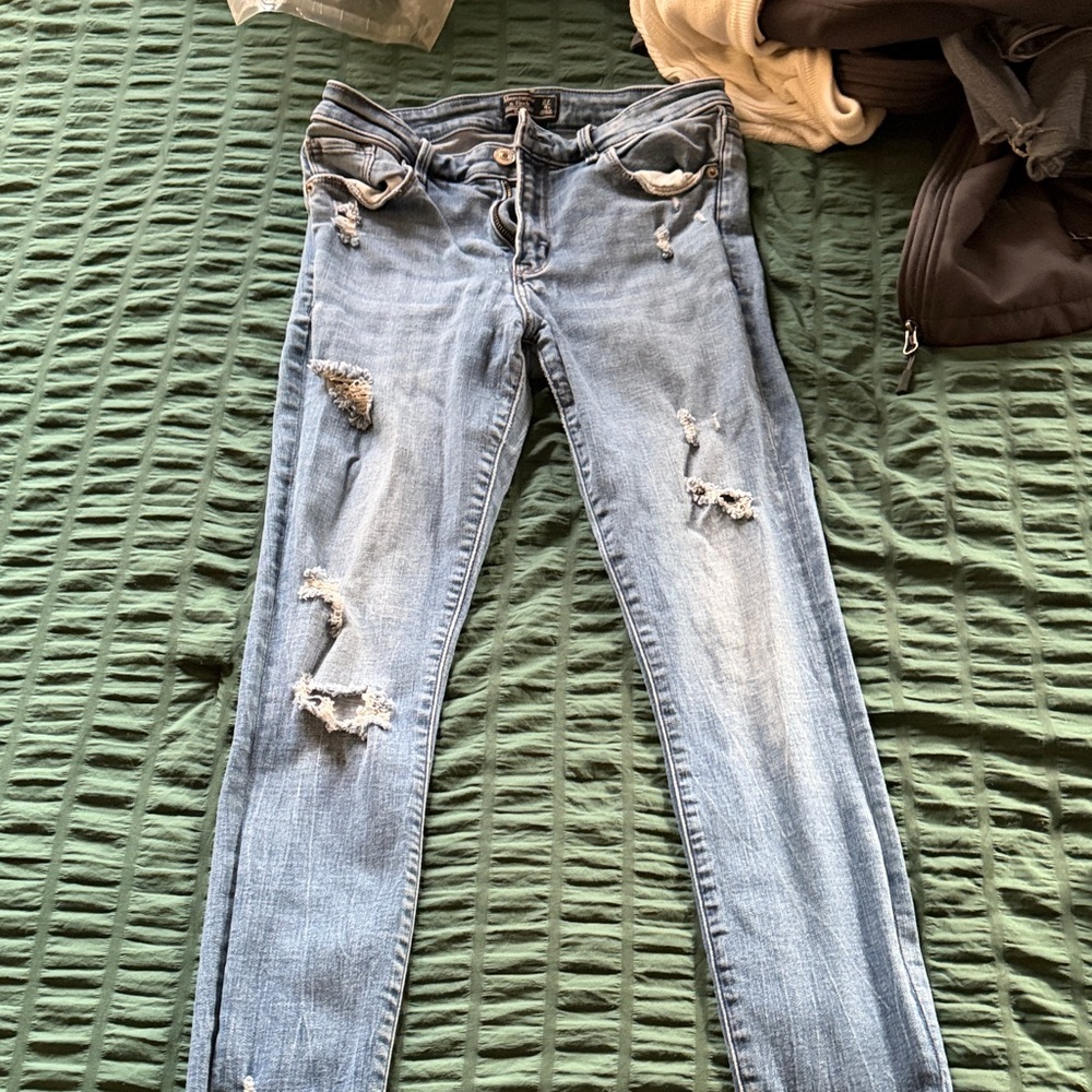 Abercrombie & Fitch Light Blue Distressed Skinny Jeans